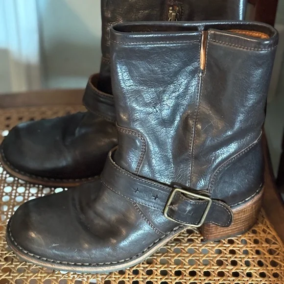 Fiorentini + Baker Dark Brown Leather Moto Boots - Picture 1 of 8